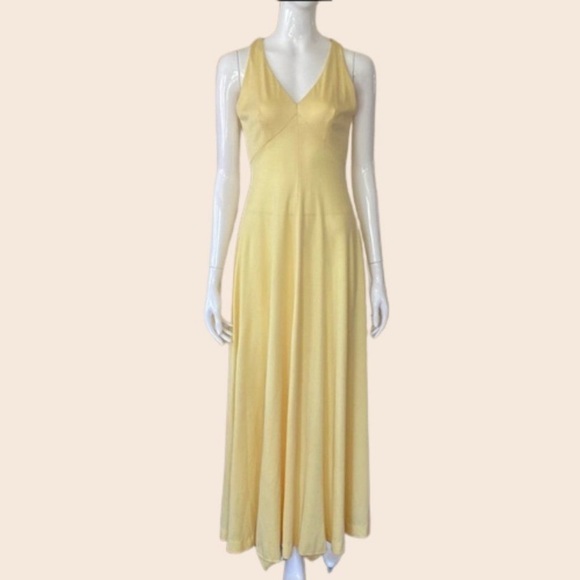 Vintage 70's Lemon Yellow Maxi Dress Size Small - Picture 1 of 7